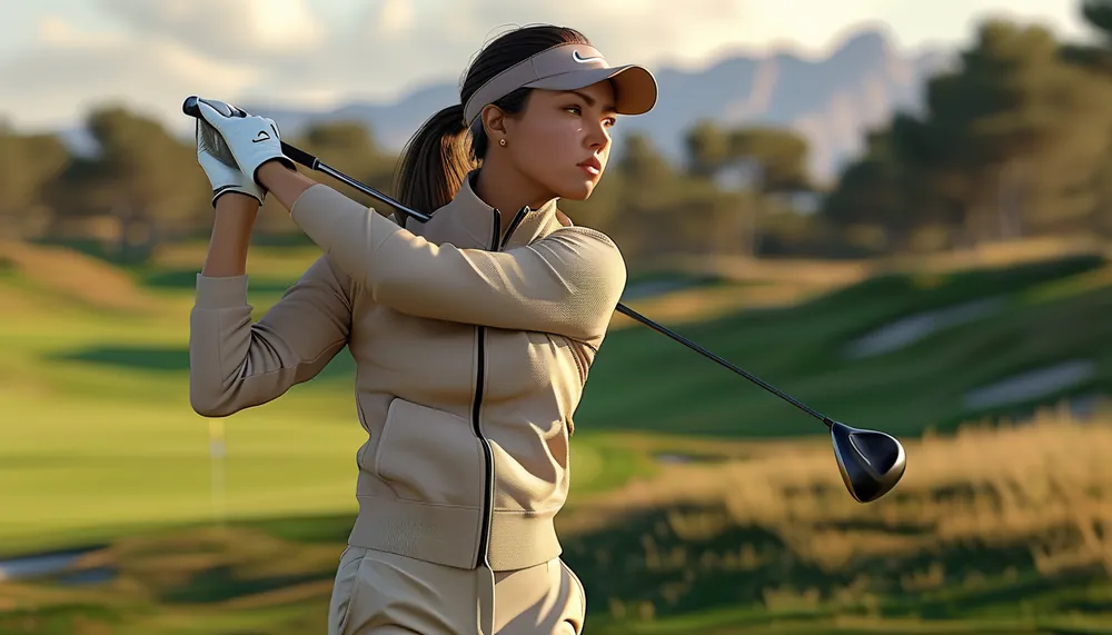 Woman doing a golf swing exercise for fitness